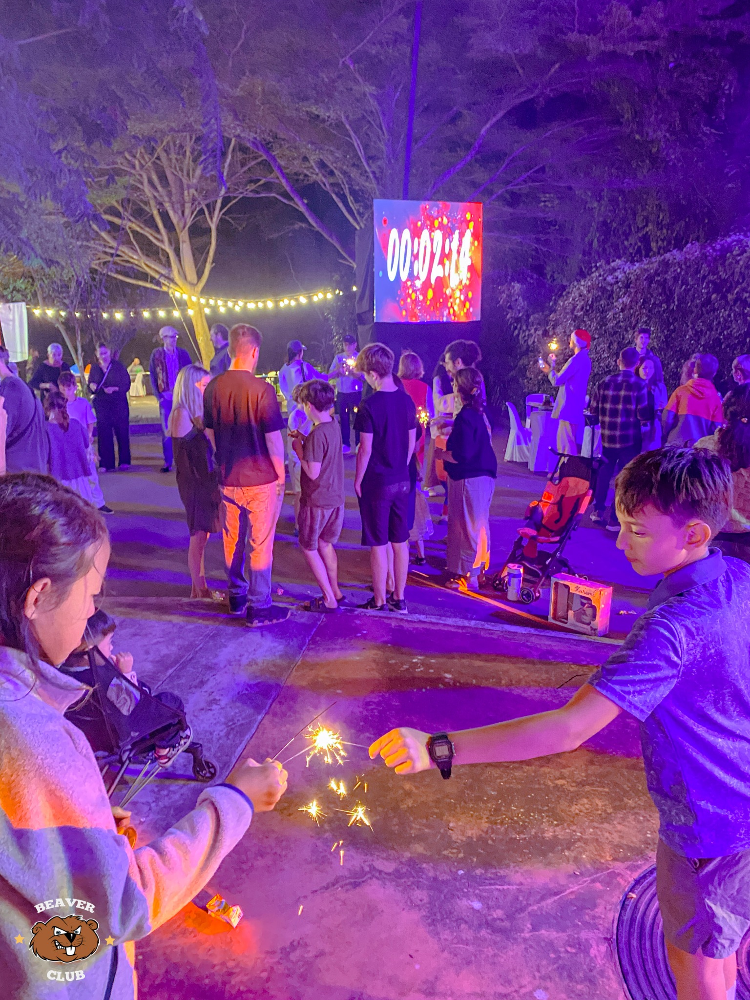 Children and families celebrating New Year together at Beaver Club in Chiang Mai